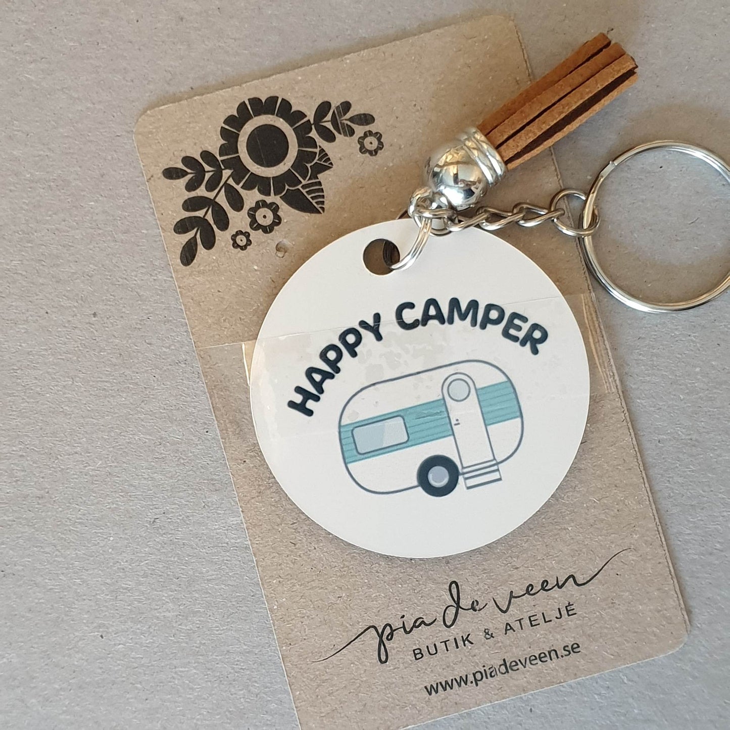 Rund nyckelring-Happy camper