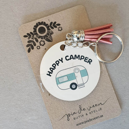 Rund nyckelring-Happy camper