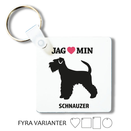 Nyckelring Siluett Jag älskar min Schnauzer