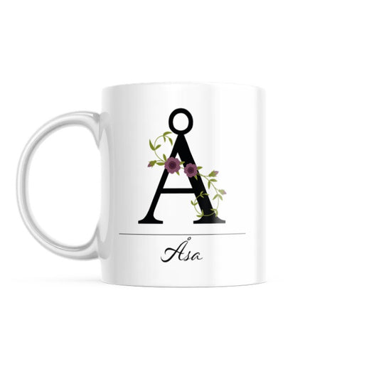 Mugg- Monogram med vackra blommor